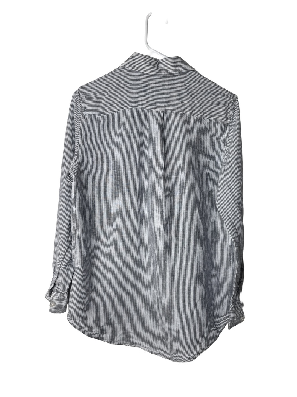 QUINCE 100% European Linen Blue Pin-Striped Long Sleeve Button-Up Shirt XS - Picture 5 of 11